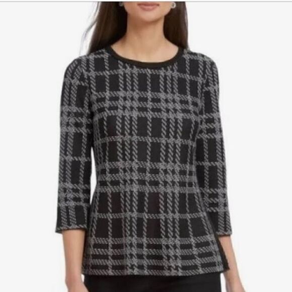 NWT Nic+Zoe Plaid Peplum Top - Picture 1 of 7